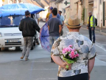 Tournage dans la rue avec Gaetan Prudhommes. Photo : Thierry Grain